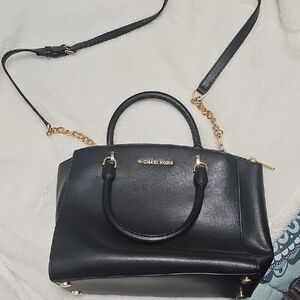 Michael Kors Black Satchel with Gold Accents